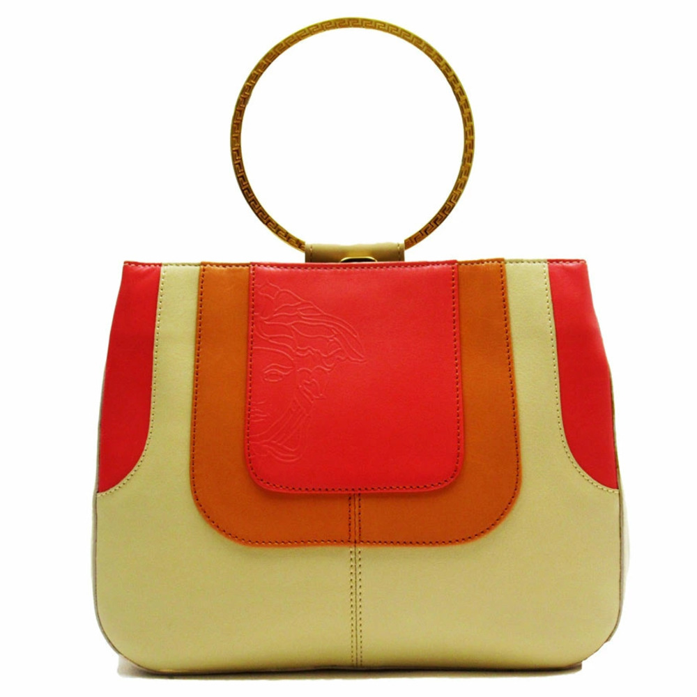 Gianni Versace handbag leather metal beige gold